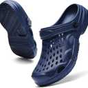 CERYTHRINA Mens Garden Clogs Lightweight Breathable Slip on Sandals Fashions Pool Beach Shoes Non Slip Home Clogs Slippers (10, Navy)