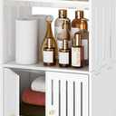 3-Tier Bathroom Storage Cabinet, Small White Floor Cabinet Freestanding Organizer with Door for Living Room Hallway Small Space