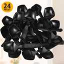 6 x Teenyyou 24 Pcs Disposable Serving Spoons Black Plastic Spoons 8.46 x 2.36 Inch Large Catering Serving Utensils for Holiday Wedding Birthday Party Buffet Restaurant Supplies