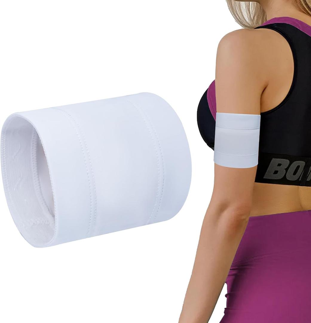 Upgraded Diabetes Insulin Arm Band for Freestyle Libre Omnipod Dexcom Sensor Covers Fixation Insulin Pod Monitoring Systems Armband (White, XXXL (15.7-18.1in))