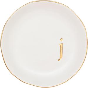 COLLECTIVE HOME - Ceramic Jewelry Tray, Decorative Trinket Dish for Rings Earrings Necklaces Bracelet Watch Keys, Birthday Mother's Day Christmas Gift for Women, 4.75", White Surface (J)