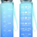 OLDLEY Water Bottle, 32oz Motivational Sports Water Bottle with Time Marker - Times to Drink - Tritan, BPA Free, Wide Mouth Leakproof, Anniversary Birthday Gifts for Men Women, Sky (1 Bottle)