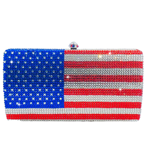 Boutique De FGG National Flag Crystal Clutch Purses for Women Formal Evening Bags Party Prom Rhinestones Clutch Bags, Mini