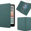 Magnetic Detachable Book Cover Case for 7" Kindle Paperwhite 12th Gen 2024 and Kindle Colorsoft Signature Edition, PU Leather Case and Clear TPU Cover with Auto Wake/Sleep, Blackish Green