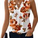 WDIRARA Women's Floral Print V Neck Sleeveless Blouse Summer Casual Tank Top (Multicolor)