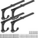 Rustic Floating Shelf Bracket 8 Inch, Cast Iron Shelf Brackets for Wall Shelving, Heavy Duty Shelf Bracket Supports, Decorative Shelves Brackets with Hooks, 4 Pack