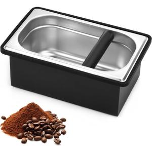 Espresso Knock Box, Stainless Steel Coffee Knock Box Large Capacity Coffee Pucks Container Espresso Machine Tool for Coffee Ground