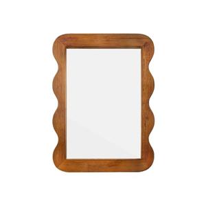 BONNY DODO Wooden Mirror 16 X 12 in Walnut Brown Wood Rustic Wall Mirror with Solid Wood Frame,Wave Edge Farmhouse Wooden Vanity Mirror for Living Room,Entryway Or Bedroom(Brown, 12 x16)