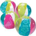 Summer Fun Tropical Beach Balls - Set of 12 - Pool Party Beach Toys