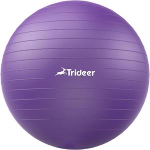 Trideer Extra Thick Yoga Ball Exercise Ball,  Gym Ball, Heavy Duty Ball Chair for Balance, Stability, Pregnancy, Quick Pump Included, Purple