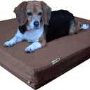 Dogbed4less Large Orthopedic Memory Foam Dog Bed for Medium to Large Dogs with Durable Waterproof Internal Case, Removable Washable Denim Cover + Bonus Pet Bed Case, 41X27X4 Fit 42X28 Dog Crate, Brown