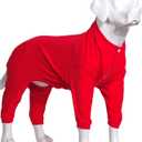 Lovelonglong Four Feet Dog Lightweight Pajamas, Pure Cotton Dog Jumpsuits 4 Legs Dog Onesies T-Shirt Stylish PJS Puppy Costume for Large Medium Small Dogs Red XL