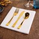 Gold Plastic Silverware Set, 160 Count, Extra Heavy Duty Flatware, Disposable Cutlery Utensils, 80 Forks, 40 Spoons, 40 Knives, Polished Gold, Bulk Pack