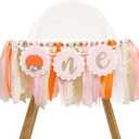 Little Pumpkin High Chair Banner - Fall 1st Birthday Decoration for Girls, Our Little Pumpkin Is One Highchair Banner, Halloween Thanksgiving 1st Birthday Decor, Pink and Orange Pumpkin Banner