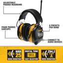 DEWALT DPG15 Hearing Protection Earmuffs with AM/FM Radio, LCD Display, 8 Presets, 3.5mm Aux, NRR 25dB