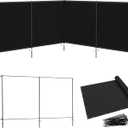 5' x 24' Outdoor Privacy Screen Freestanding, 240 GSM Privacy Fence Panels with Stakes for Outside, Pool Fences with Poles, Backyard Temporary Fencing, Black