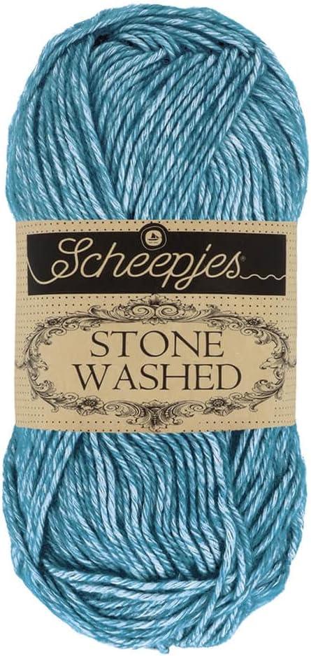 Scheepjes Stone Washed Yarn, Cotton-Acrylic Blend, 50g - 805 Blue Apatite