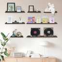 Picture Ledge Shelf with Lip, Brown Floating Shelves for Wall Set of 2, 24 inch Wall Floating Shelves for Bedroom Living Room Bathroom Kitchen