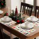 OWENIE Christmas Tree Placemats Set of 4 for Kitchen Table, Waterproof & Washable Print Xmas Pine Trees Textured Fabric Mats for Festive Holiday Winter Snowy Decor, 13W x 19L