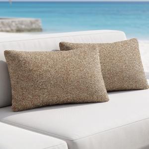 Outdoor Lumbar Pillow Set of 2 with Inserts, Outdoor Throw Pillow Water Resistant for Patio Furniture, 12x20 Inch Outdoor Pillows with Removable Zipper Cover