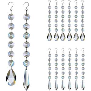 Teardrop Crystals Garland 12 Strands, 38mm/55mm Hanging Chandelier Crystals Beads Chain for Decoration Clear GOLDENHAITAI