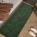 Soft Dark Green Runner Rugs for Bedroom, 2x6 ft Bedside Rug Plush Fluffy Carpets, Shag Furry Modern Area Rug Carpet for Living Room Girls Kids Room Nursery Home Decor, Dark-Green