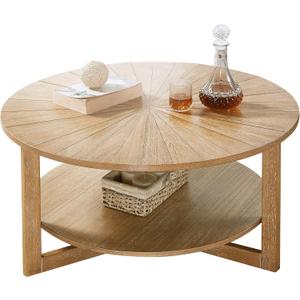 LEEMTORIG Oval Coffee Tables with Storage Shelf for Living Room, Oval Wood Coffee Table, Industrial Wood Tabletop, 26" D x 43.3" W x 17.9" H, Rustic Natural, KFZ-1811
