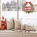 a moment Christmas Red Loop Yarn Linen-Like Pillow Cover Natural Soft Decorative Throw Pillow Case Farmhouse 12x20 Inch, Bohemian Textured Cushion Cover for Sofa Bed, Wrinkle-Resistant Home Decor