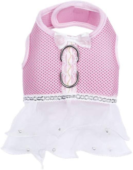Leconpet Mesh Harness Vest for Small and Medium Dogs Breathable, Comfortable Harness Skirt, Dog Harness Dress (M, Pink)