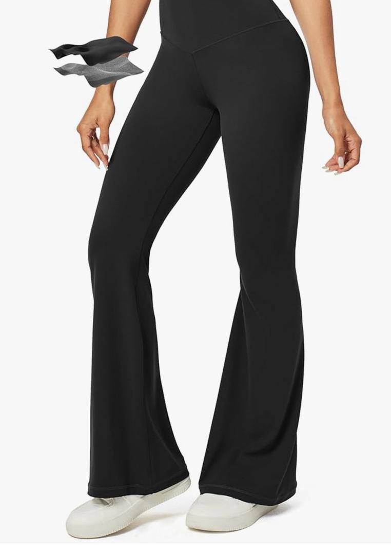 Heathyoga Flare Leggings for Women Tummy Control Yoga Pnats Women Flared Leggings with Pocket Bell Bottom Legging, S