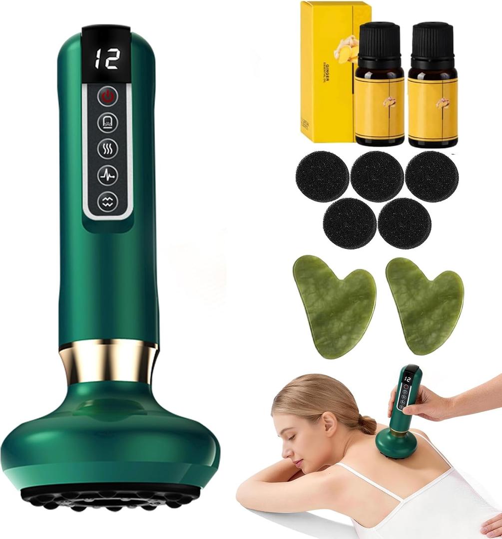 Lymphatic Drainage Massager Electric Cupping Massager with Heat Vibration and Red Light, 12 Level Suction Body Massager for Legs Arms Waist Abdomen, Rechargeable Cellulite Massage Tool for Home Use