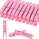 M METERXITY 30-Pack Colored Clothespins Wooden, 2.8 Inch/72mm Colorful Clothes Pins for Hanging Clothing/Crafts/Pictures, Wooden Clothespins [Pink], 2.8" x 0.4"