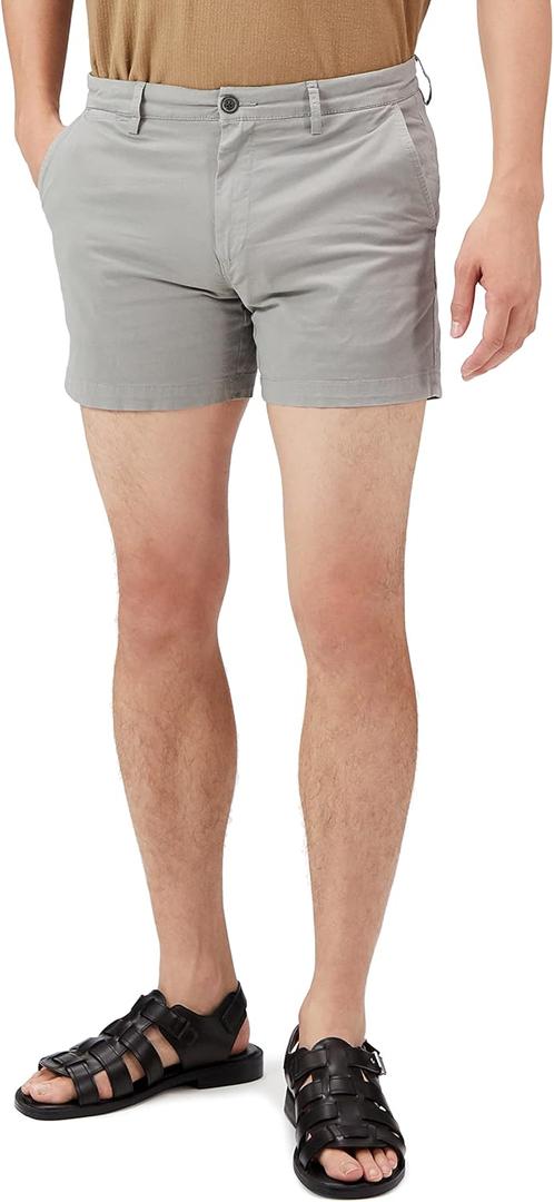 Amazon Essentials Men's Slim-Fit 5" Flat-Front Comfort Stretch Chino Short (Previously Goodthreads) (30, Light Grey)