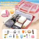Waterproof Toiletry Bag Large Capacity Clear PVC Beach Tote Bag, Portable Unisex Travel Makeup Organizer for Swimming, Gym, and Vacation (PINK)