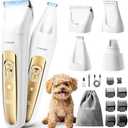 oneisall Quiet Dog Grooming Kit 4 in 1, LED Light Dog Nail Grinder, 2000mAh Pet Grooming Clippers Paw Trimmer for Paw, Nail, Face, Ears, Legs, Body with Storage Bag