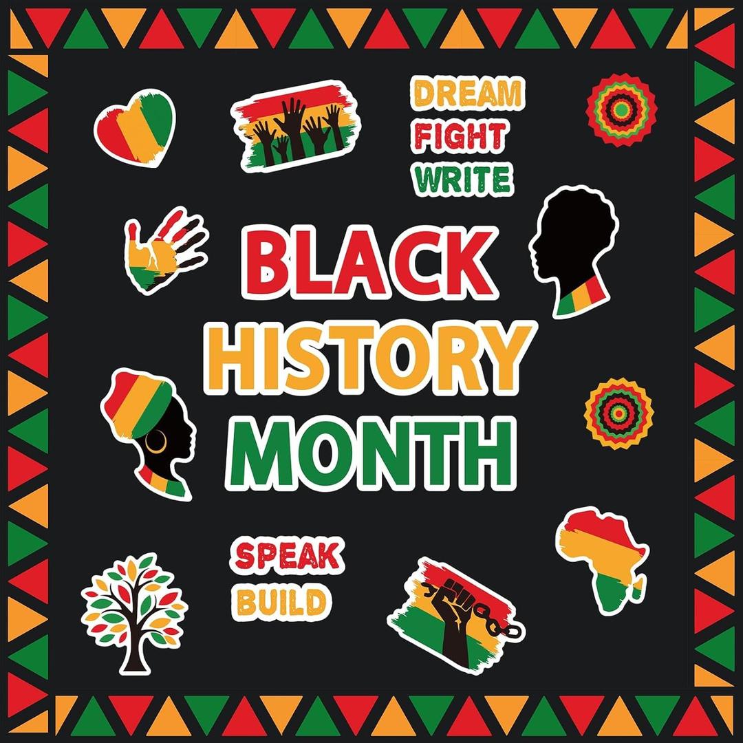 Black History Month Bulletin Board Set Paper Cutouts for African American Heritages Festival Holiday Party School Classroom Decoration Ideas 48 Pcs