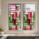 IVN Window Privacy Film Rainbow Mosaic Stained Glass Window Film Decorative Static Cling Non Adhesive Removable Reusable Window Cling for Bathroom Shower Windows Anti Glare UV Blocking 17.7x39.3 Inch (Colorful Rectangular Blocks)