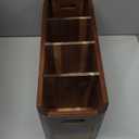 Wooden Kitchen Utensil Holder Organizer for Counter or Countertop, Large Wooden Utensil Holder for Storage Cooking and Silverware with 4 Compartment, Acacia Rustic Wood Container Extra Large