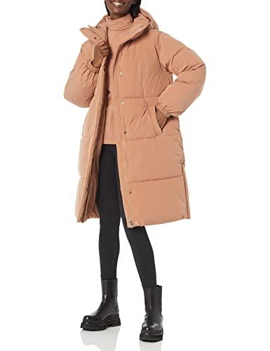 Amazon Essentials Women's Oversized Long Hooded Insulated Puffer Jacket, Light Brown, 5X