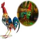 19 Inch Solar Rooster Statue, Metal Yard Art with Colorful Lights for Garden Lawn Outdoor Decoration Gifts