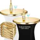 Breling Table Topper Cap for Round Cocktail Tables, Metallic Glitter Tablecloth Cover Spandex Topper Cap for Wedding Party Banquet Restaurant Bar(4 Pcs)