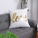 uxcell Pack of 1 Throw Pillow Cover Gold Love Letter Pattern Modern Decorative Pillow Shams Bronzing Flannelette Square Cushion Cover for Bedroom Sofa Car,18 x 18 Inches
