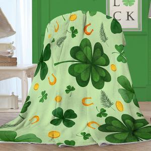 Hexagram St Patricks Day Blanket, Shamrock St Patricks Day Decor, Lucky Saint Throw Blanket 50" X 60", Saint Gifts for Him Her, Shamrock Decorations for Home