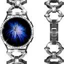 Mesime Bling Bands Compatible with Samsung Galaxy Watch 8/7 40mm 44mm, 20mm Stylish Replacement Strap Galaxy Watch 8/7 Band with Rhinestone Protective Case for Women (Black)