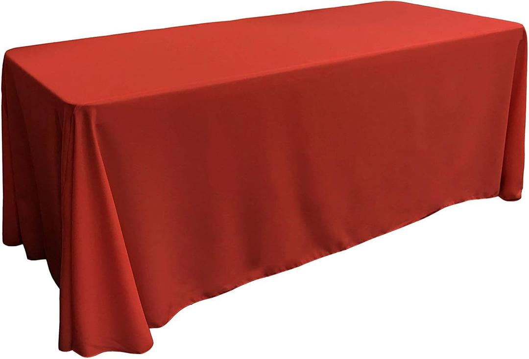 LA Linen Polyester Poplin Washable Rectangular Tablecloth, Stain and Wrinkle Resistant Table Cover 90x132, Fabric Table Cloth for Dinning, Kitchen, Party, Holiday 90 by 132-Inch, Red