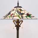 Tiffany Floor Lamp Amber Hummingbird Mission Style Stained Glass Standing Reading Light 16X16X64 Inch