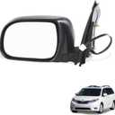 Driver Side Power Door Mirror w/Heated Compatible with Toyota Sienna 2004-2010 Heated Manual Folding Black Outside Rear Left View Mirror, Replacement for 87940AE020 TO1320205