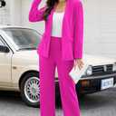 Women's 2 Piece Suits Business Casual Outfits Straight Wide Leg Pants Suits Professional Office Work Outfits (Pink, XL)