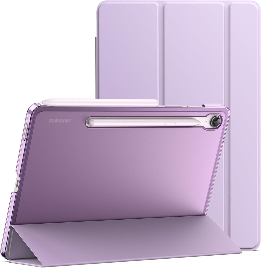 JETech Case for Samsung Galaxy Tab S10 Lite / S10 FE / S9 FE 10.9-Inch, Slim Translucent Back Tri-Fold Stand Protective Tablet Cover, Support S Pen Charging, Auto Wake/Sleep (Lavender)