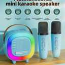 Mini Karaoke Machine Speaker for Kids Adults, Portable Bluetooth with 2 Wireless Microphones, Children's Day Birthday Gift Ideas for Toys for Teens Boys and Girls Aged 4, 5, 6, 7, 8, 9, 10, 11, 12+